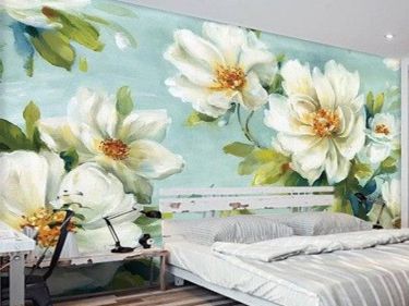 mẫu tranh hoa vẽ tường phòng ngủ 01