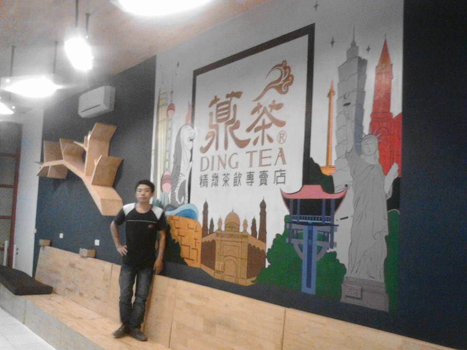 Vẽ tranh tường quán trà sữa DingTea TP Vinh-Nghệ An